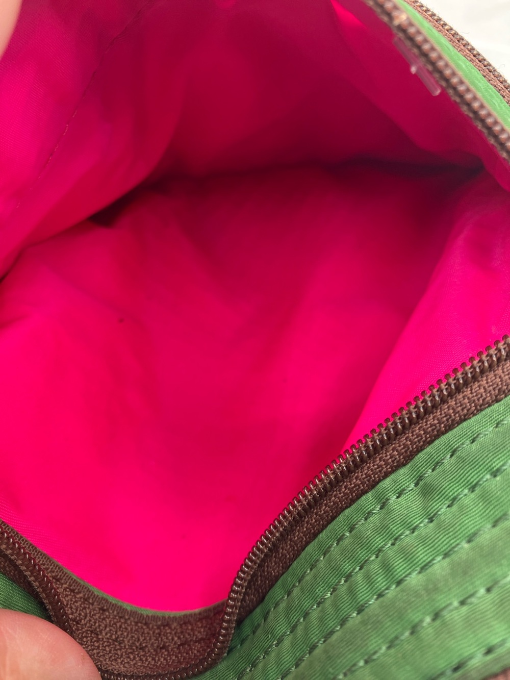 Dooney & Bourke Green Nylon Crossbody with Brown Leather Trim - Picture 4 of 10